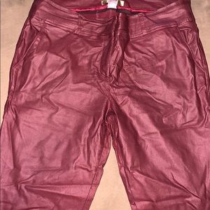 Burgundy PU leather pants